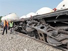 N�sledky nehody n�kladn�ho vlaku, kter� vykolejil u Mari�nsk�ch L�zn�. �koda...