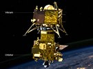 Indická vesmírná lo andrájan-2 obsahuje pistávací modul Vikrám a satelit,...