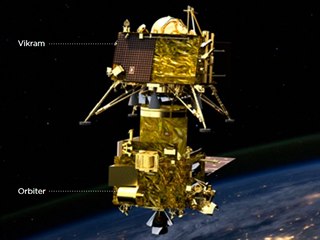 Indická vesmírná loď Čandrájan-2 obsahuje přistávací modul Vikram a satelit,...