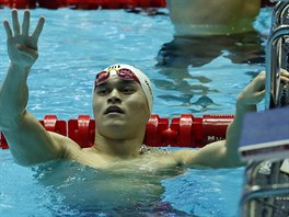 Čínský plavec Sun Jang slaví na šampionátu v Kwangdžu své čtvrté zlato na 400...