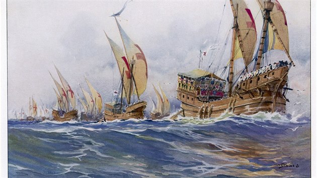 Tak zachytila malba lod, kter pevely krle Ludvka IX. Francouzskho na osmou kovou vpravu.