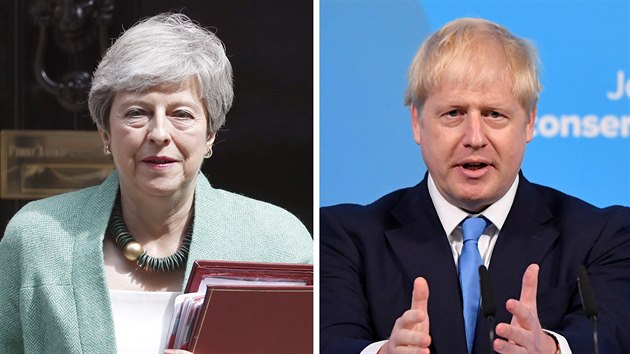 Britskou premirku Theresu Mayovou vystdal f Konzervativn strany Boris Johnson (23. 7. 2019),