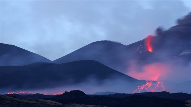 Erupce sicilské sopky Etny (27. července 2019)