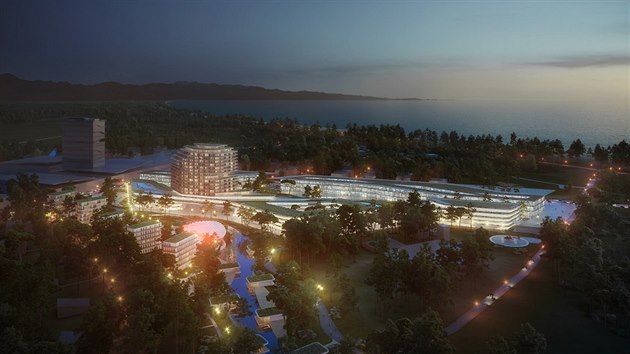 Vizualizace: večerní pohled na budoucí Green resort