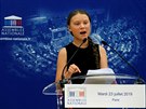Greta Thunbergová vystoupila ve francouzském parlamentu (23. ervence 2019)