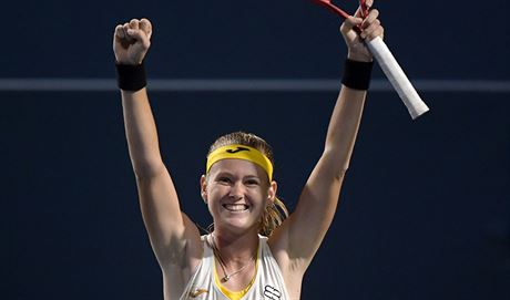 Marie Bouzková po vítzství ve druhém kole turnaje v Torontu.