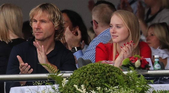 Pavel Nedvd a Lucie Anovínová na parkurových závodech Global Champions Tour v...