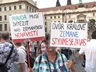 Lidé protestují proti prezidentovi Zemanovi