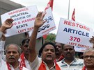 Indití komunisté protestují proti zruení lánku 370, který piznával Kamíru...