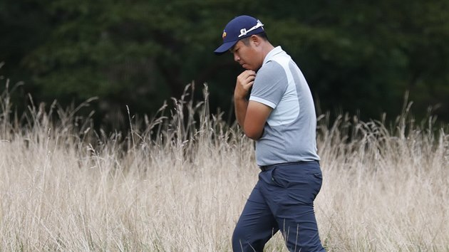 Zamylen An Pjong-hun po nepovedenm odpalu na ve finlovm kole turnaje Wyndham Championship v Greensboro.