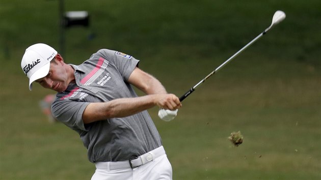 Webb Simpson na turnaji Wyndham Championship v Greensboro.