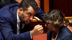 Italský vicepremiér a éf vládní krajn pravicové Ligy Matteo Salvini a...