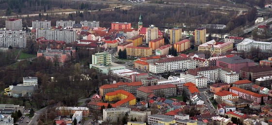 Letecký pohled na město Sokolov.