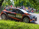 Rus Alexej Lukjauk bhem tvrté rychlostní zkouky Barum Czech Rally.