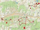 Mapa víkendových automobilových závod Barum Czech Rally Zlín