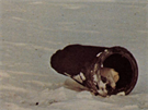 Druhý nejvtí nalezený díl Kosmosu 954 na zamrzlém Velkém Otroím jezee....