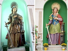 Socha svaté Barbory v kapli v brazilském Santa Cruz da Barra