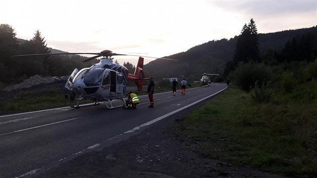 K tragick nehod u obce Lideko v ptek vzltly dva vrtulnky (9. srpna 2019).
