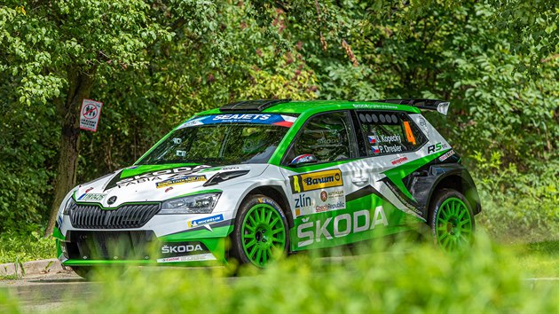 Jan Kopeck na trati tvrt rychlost zkouky Barum Czech Rally.