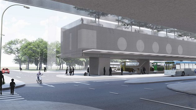 Parkovací dům a autobusové nádraží s odbavovací halou měly být dle návrhu architekta Petra Stolína dvě samostatné stavby.