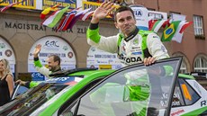 Jan Kopecký pi slavnostním zahájeni Barum Czech rallye ve Zlín.