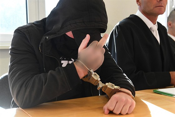 Devatenáctiletý pachatel, který se u soudu piznal k vrad mladé eny, ukazuje...