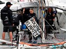 védská aktivistka Greta Thunbergová se svým týmem na jacht Malizia II...
