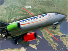 Let Smartwings s jedním funkním motorem pes pl Evropy (ilustraní kolá)