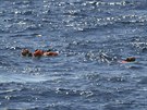 Afrití migranti vyskoili z lod Open Arms ve snaze doplavat sami na ostrov...