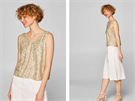 Zlatý top mete kombinovat teba s bílou sukní nebo ernými kalhotami. 