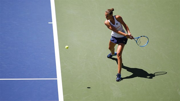 Karolna Plkov bhem prvnho kola US Open.