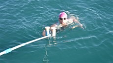 Plavkyn Markéta Pechová se snaí zdolat kanál La Manche (25. srpna 2019)