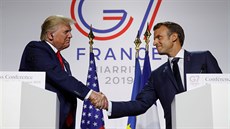 Americký prezident Donald Trump a francouzský prezident Emmanuel Macron na...