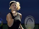 Karolína Muchová se povzbuzuje ve tetím kole US Open.