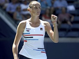 Karolna Plkov se raduje z postupu do osmifinle US Open.