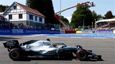 Lewis Hamilton ze stáje Mercedes bhem kvalifikace na Velkou cenu Belgie