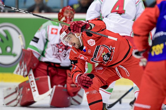 Luká Cingel z Hradce Králové oslavuje gól proti Cardiffu.