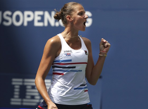 Karolína Plíková se raduje bhem osmifinále US Open.