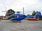 Vrtulník u nehody vlaku s kamionem na pejezdu v praské Uhínvsi (6. záí...