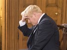 Britský premiér Boris Johnson na besed s áky v Downing Street (30. srpna 2019)