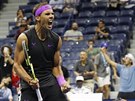 panl Rafael Nadal slaví postup do semifinále US Open.