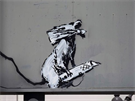 Krysa umlce Banksyho, kter zmizela z panelu v Pai. (3. z 2019)