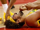 Brazilský matador Anderson Varejao zpracovává bolest.