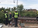 Na trati u Uhínvsi se stetl kamion s vlakem. (6. 9. 2019)