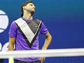Bulhar Grigor Dimitrov se div bhem semifinle US Open.