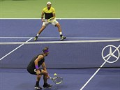 Ital Matteo Berrettini (elem) a panl Rafal Nadal hraj semifinle US Open.