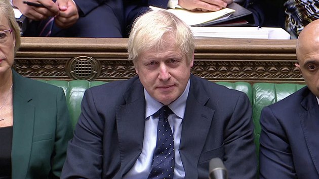 Britsk premir Boris Johnson bhem ternho jednn britskho parlamentu. (3. z 2019)