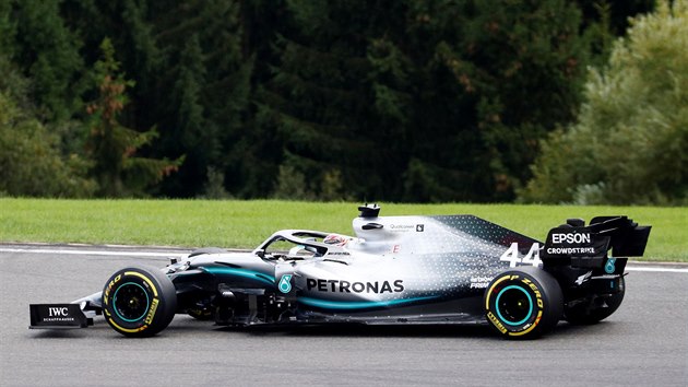 Lewis Hamilton ze stje Mercedes bhem Velk ceny Belgie