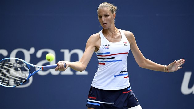 Karolna Plkov bhem osmifinle US Open.