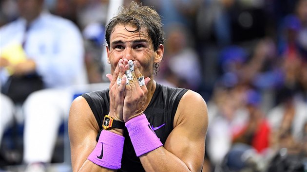 panlsk tenista Rafael Nadal se raduje z vtzstv na US Open.